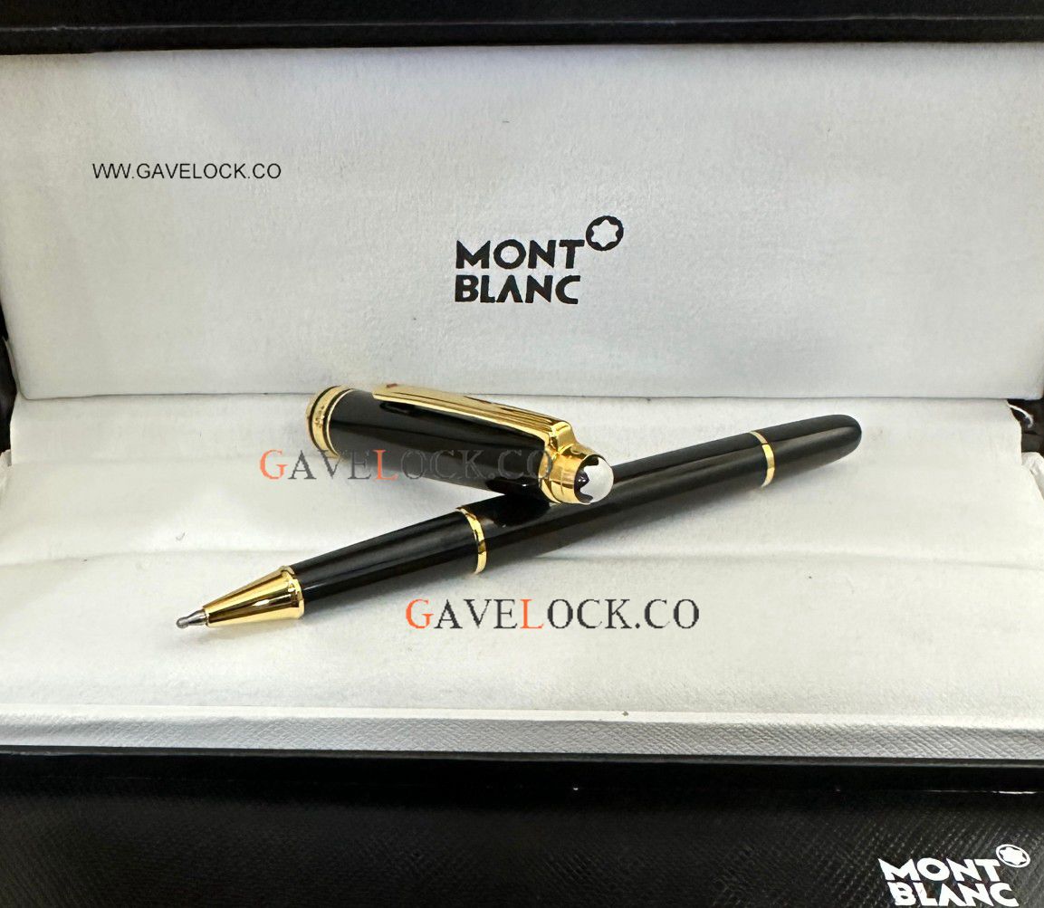 Copy Montblanc Around The World in 80 Days Classique 164 Black-Gold Rollerball Gift